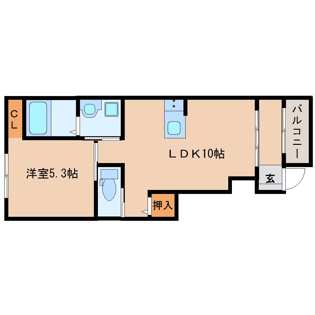 キャトル紀寺(1LDK/1階)の間取り写真