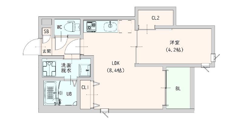 プルーム中原西(1LDK/1階)の間取り写真