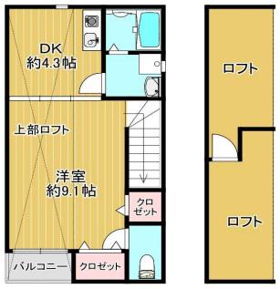 コート海老江(1DK/2階)の間取り写真