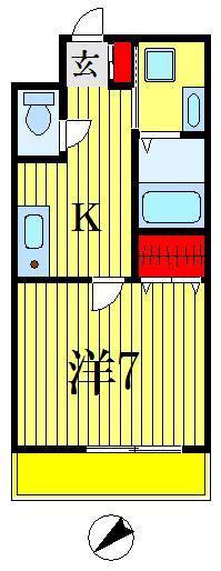 金子ビル(1K/4階)の間取り写真