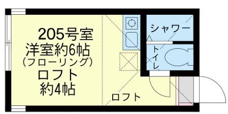 ユナイト鶴見カテドラルの杜(ワンルーム/2階)の間取り写真