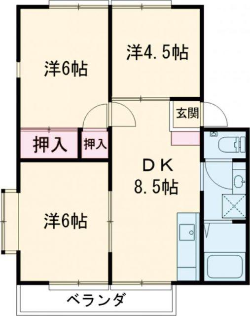 ウィンディア広田B棟(3LDK/2階)の間取り写真