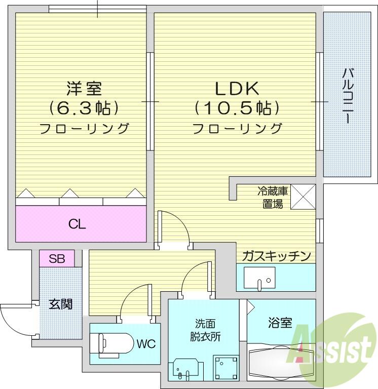 シルフソア(1LDK/1階)の間取り写真