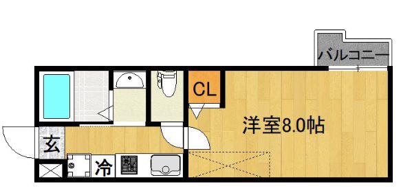 アークリード五条堀川(1K/2階)の間取り写真