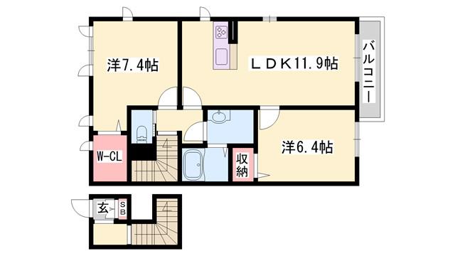 フォレナコートB(2LDK/2階)の間取り写真