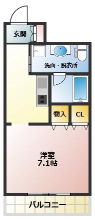 A&Mマンション リトルパウ(1K/3階)の間取り写真