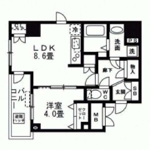 アクシア日本橋茅場町(1LDK/2階)の間取り写真