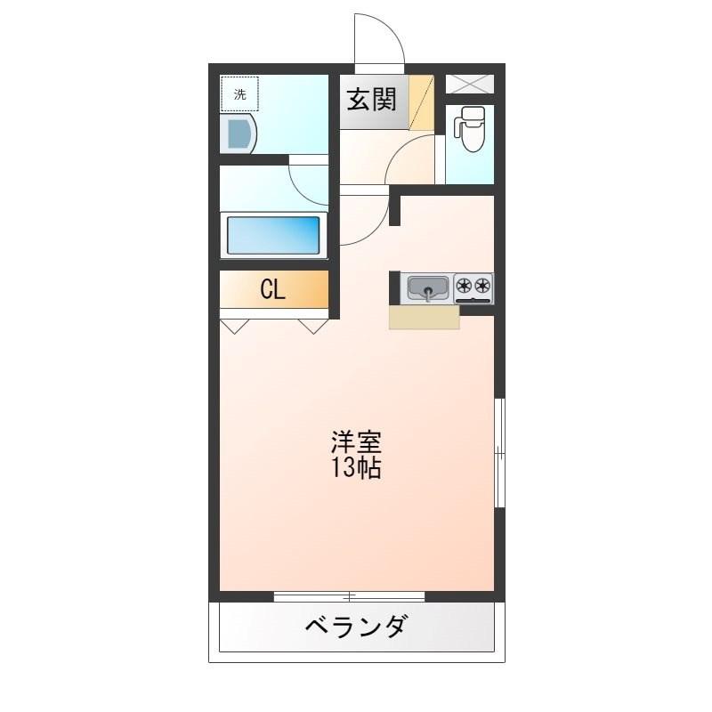 メープルヒルズ(ワンルーム/3階)の間取り写真