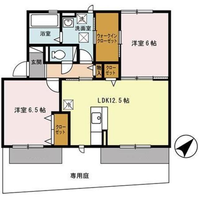 松韻舎 C棟(2LDK/1階)の間取り写真