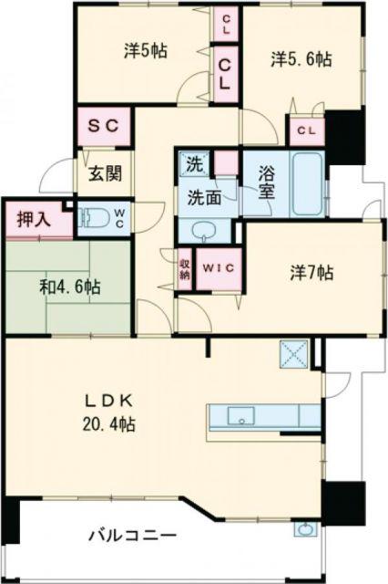 グランフォーレ日吉プレミアム(4LDK/2階)の間取り写真