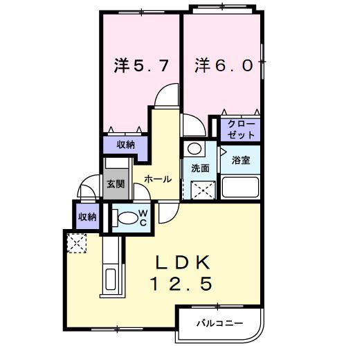 ム-ンライト月寒(2LDK/3階)の間取り写真