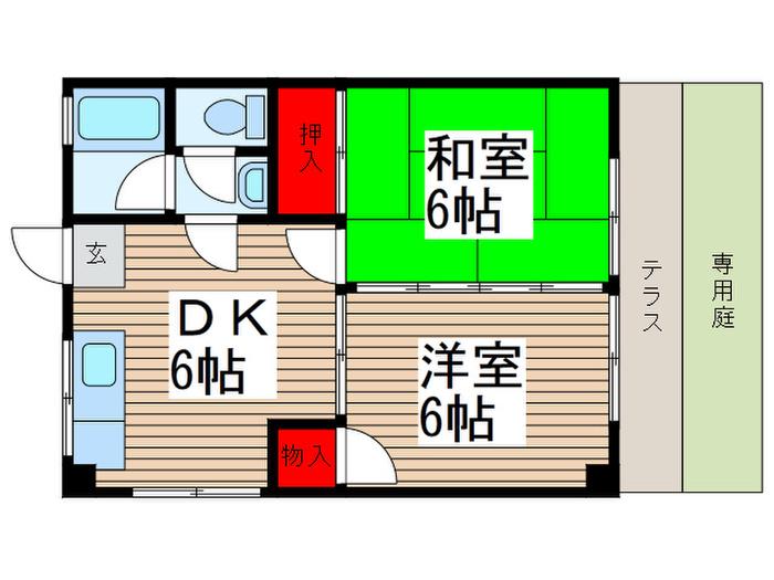 斉藤コーポ(2DK/1階)の間取り写真