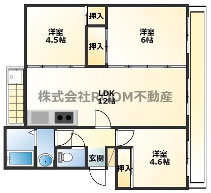 野崎マンション(3LDK/1階)の間取り写真