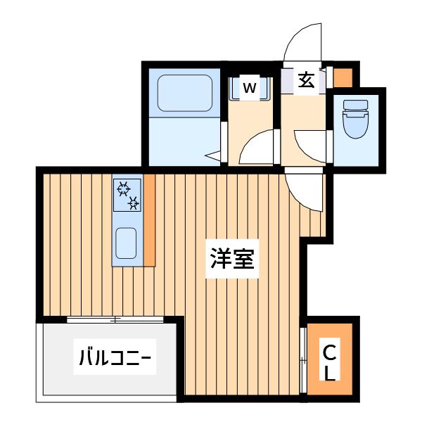 ガーデンレジデンスⅠ(ワンルーム/2階)の間取り写真