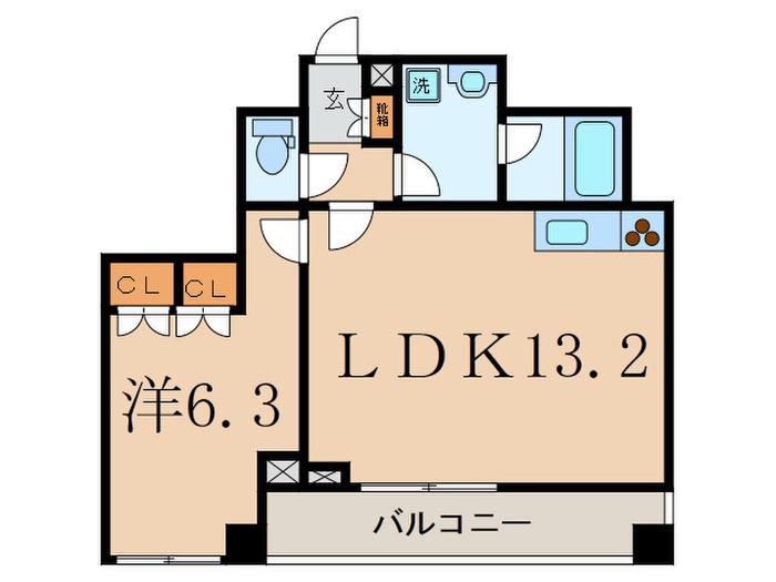 CIMENT二子玉川(1LDK/3階)の間取り写真