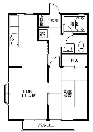 クレスト151(1LDK/2階)の間取り写真