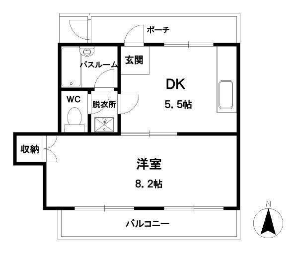センチュリー河辺II(1DK/1階)の間取り写真