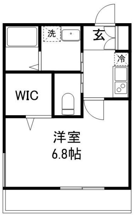 フォルトゥーナ中山(1K/1階)の間取り写真