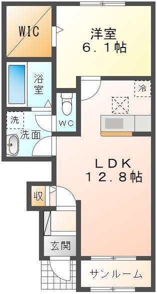 トレ・パーチェ西連寺(1LDK/1階)の間取り写真