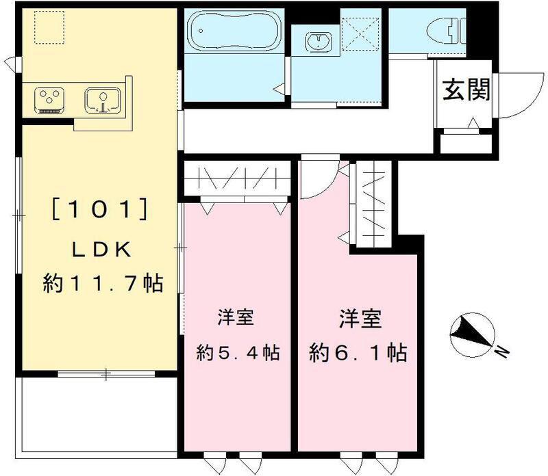 プレシャスコート鷺宮(2LDK/1階)の間取り写真
