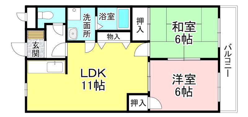 NEW TONE(2LDK/1階)の間取り写真