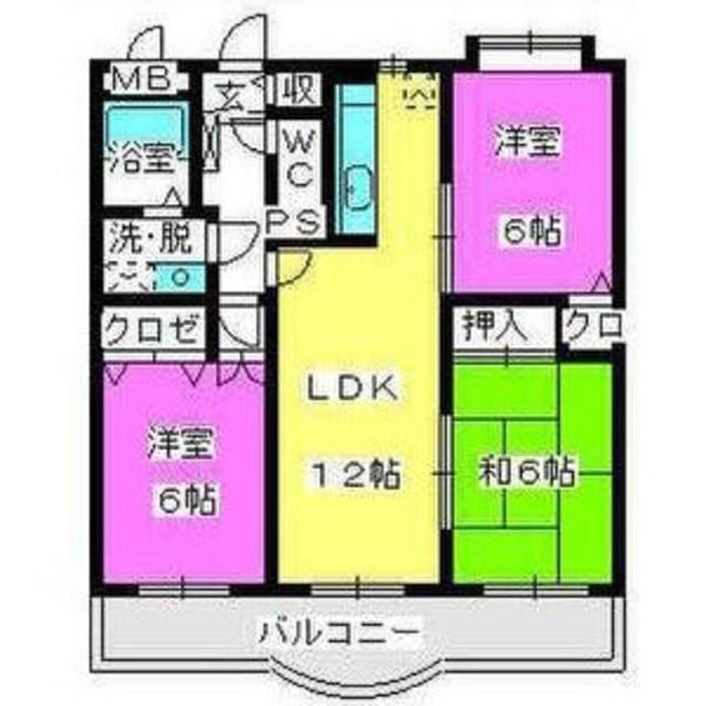 シェルコーポM・N(3LDK/3階)の間取り写真