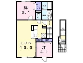 ジェルメII(2LDK/2階)の間取り写真