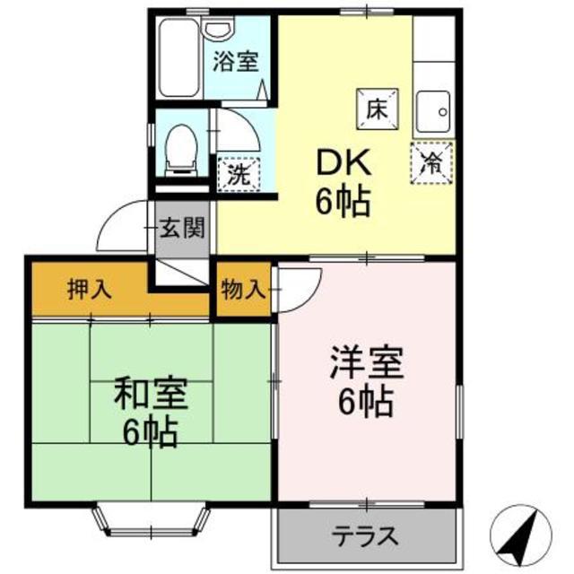 メープル関山I(2DK/1階)の間取り写真