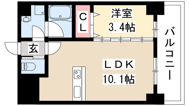 パラドール吹上(1LDK/9階)の間取り写真