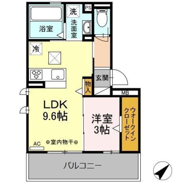 FAMILLE HEIM ROSE(1LDK/1階)の間取り写真