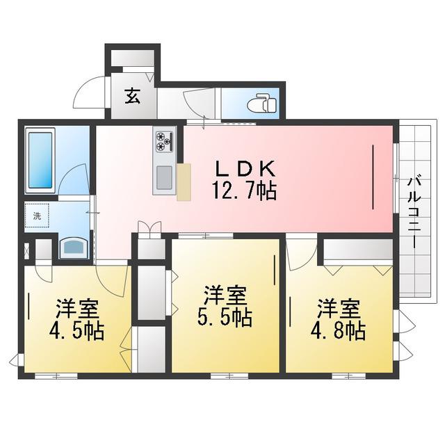 DOビル東長崎ヘーベルメゾン(3LDK/3階)の間取り写真