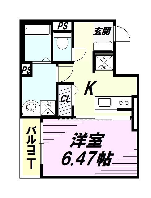 プラッサムコート八王子(1K/2階)の間取り写真