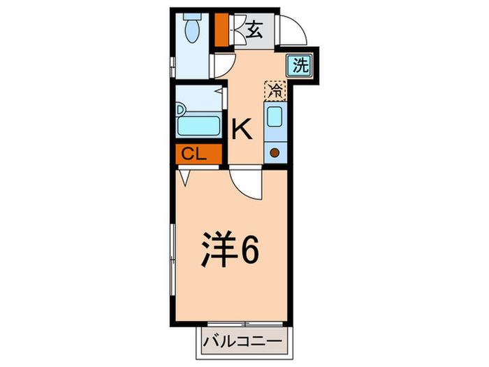 ウイング白山(1K/2階)の間取り写真