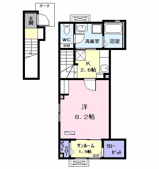 アルバ ガーデン(1K/2階)の間取り写真