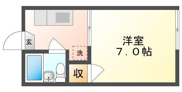 旭ハイツ(1K/2階)の間取り写真