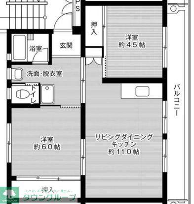 ビレッジハウス今宿2号棟(2LDK/4階)の間取り写真
