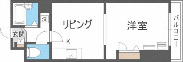 103松井ビル(1DK/11階)の間取り写真
