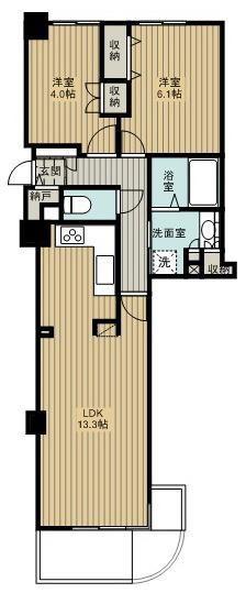 東急ドエルサウスフロントタワー町田(2LDK/17階)の間取り写真