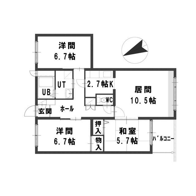 グランメール 川下(3LDK/4階)の間取り写真