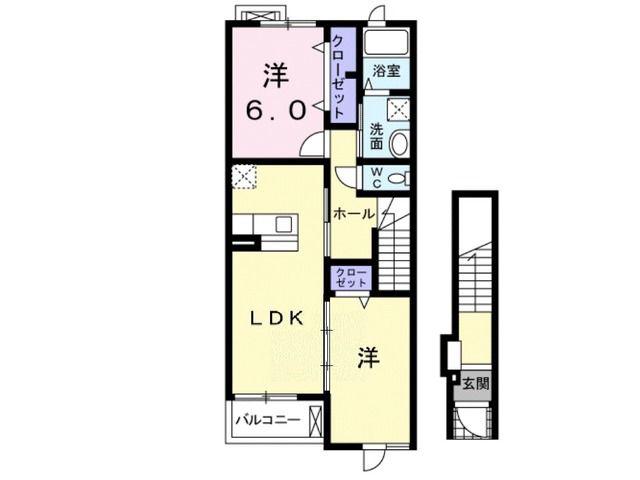 ボヌ-ル・シュプレーム D(2LDK/2階)の間取り写真