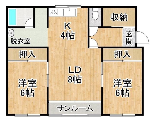 ドルフ10(2LDK/1階)の間取り写真