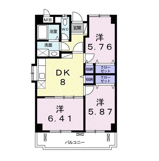 HILLSTAKARA(3DK/3階)の間取り写真