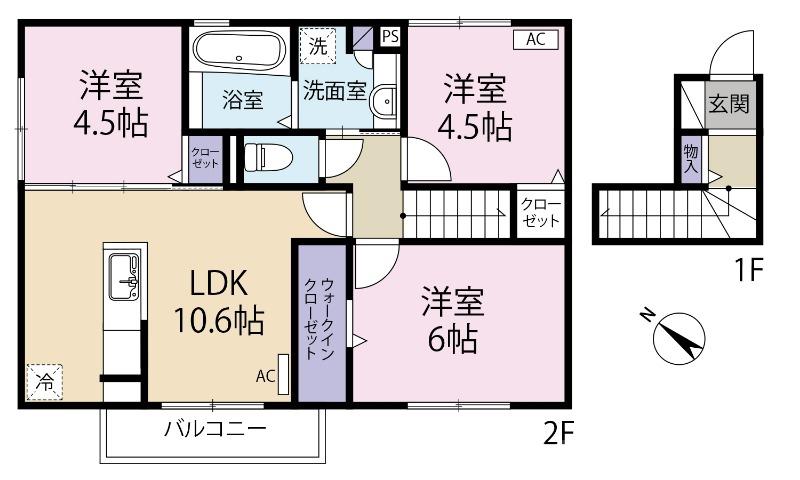 パークハイツ(3LDK/2階)の間取り写真