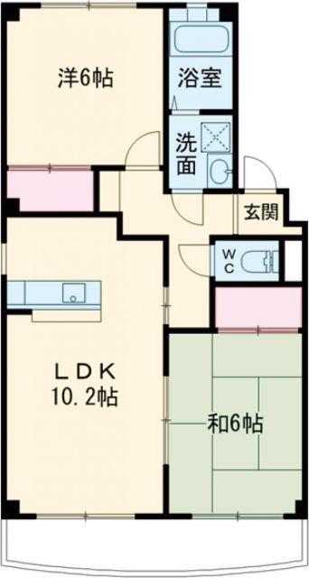 シルクヴェールフジA棟(2LDK/2階)の間取り写真