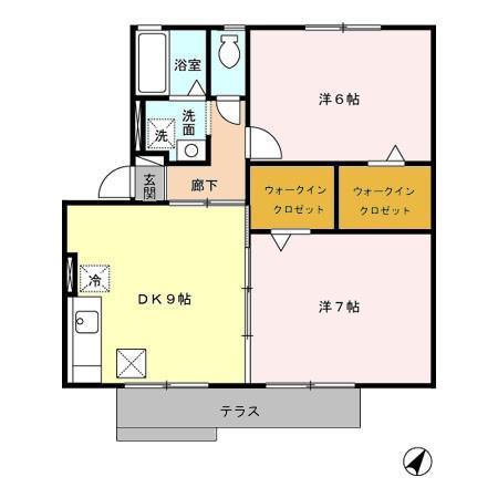 セジュール池鯉鮒A(2DK/1階)の間取り写真