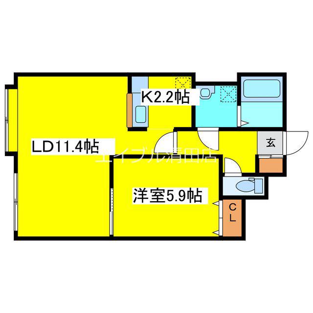 ひまわり(1LDK/2階)の間取り写真