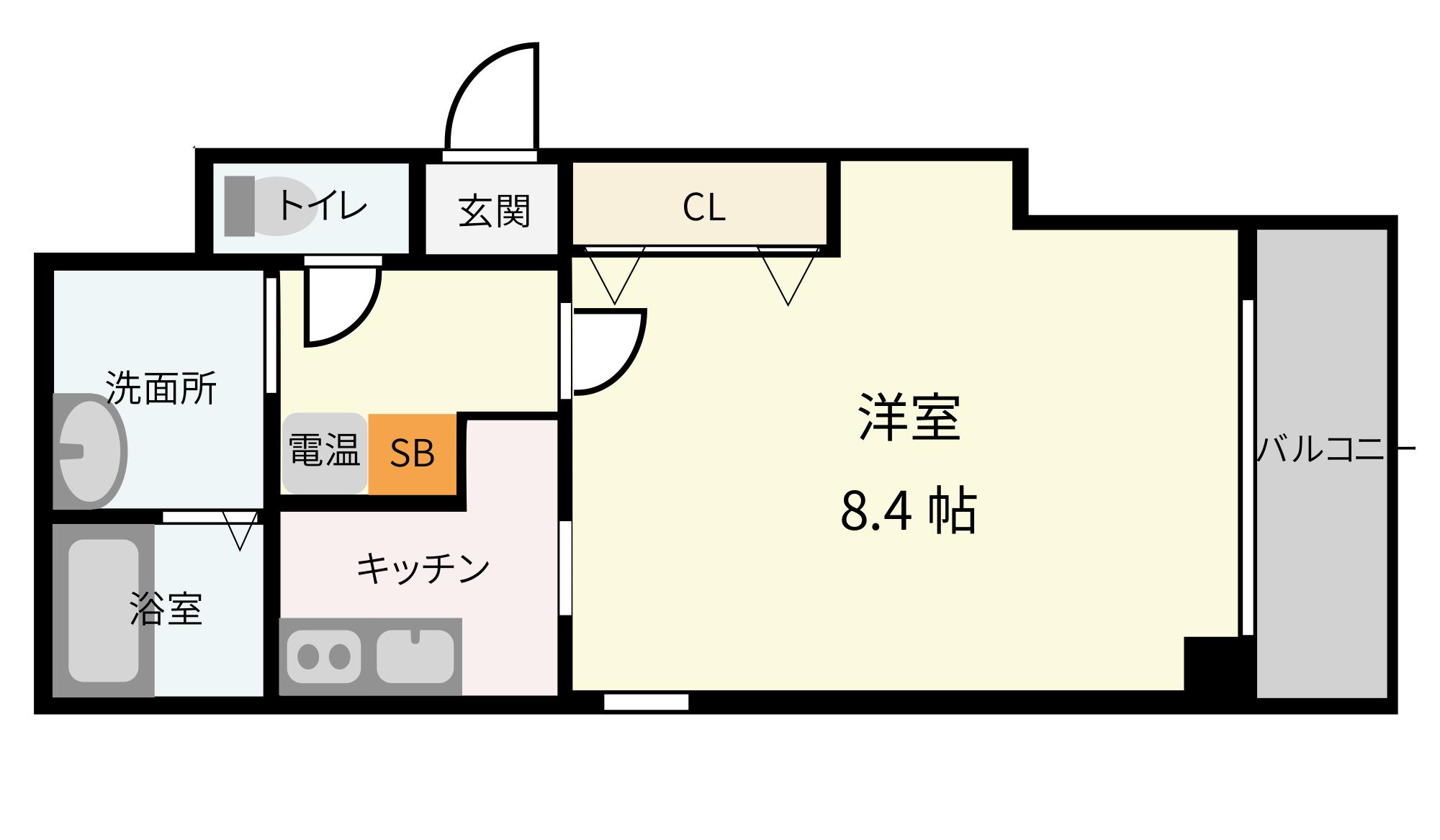 SR島之内(1K/3階)の間取り写真