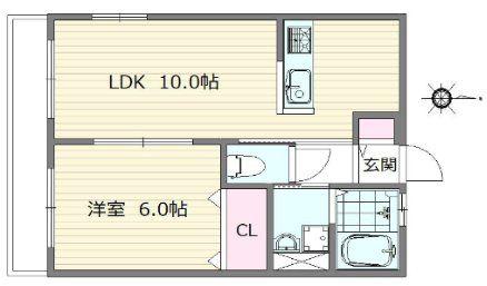 バニラージュ野崎(1LDK/1階)の間取り写真