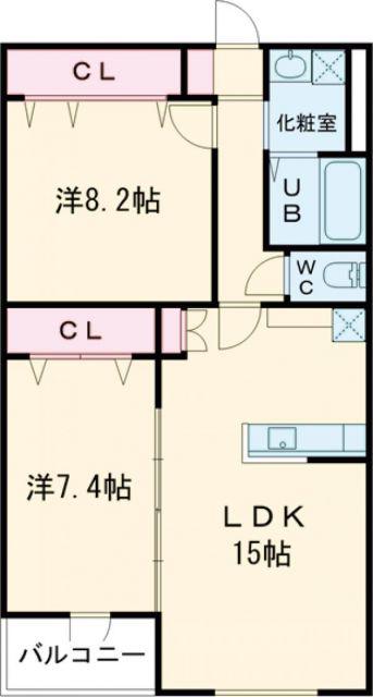 FACE MANSION(2LDK/4階)の間取り写真