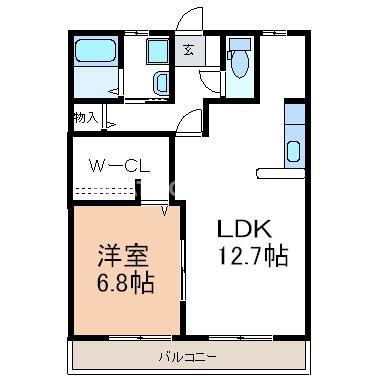 コーポリヲ(1LDK/1階)の間取り写真